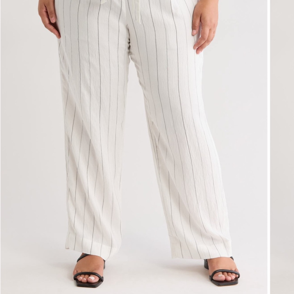 Vince White Pinstripe Wide Leg Pants